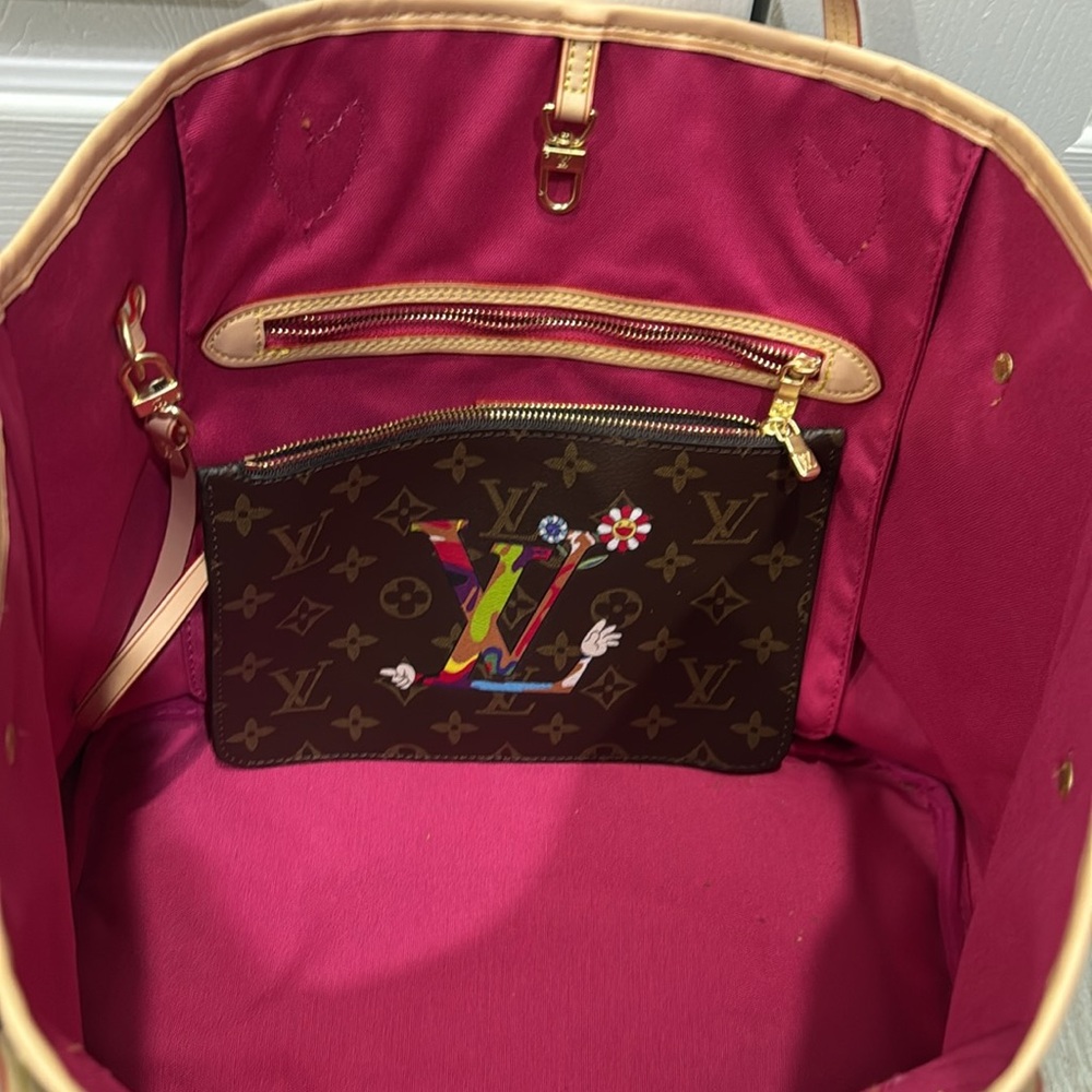 Brown Monogram Floral Tote with Multicolor Flowers - Picture 6 of 9